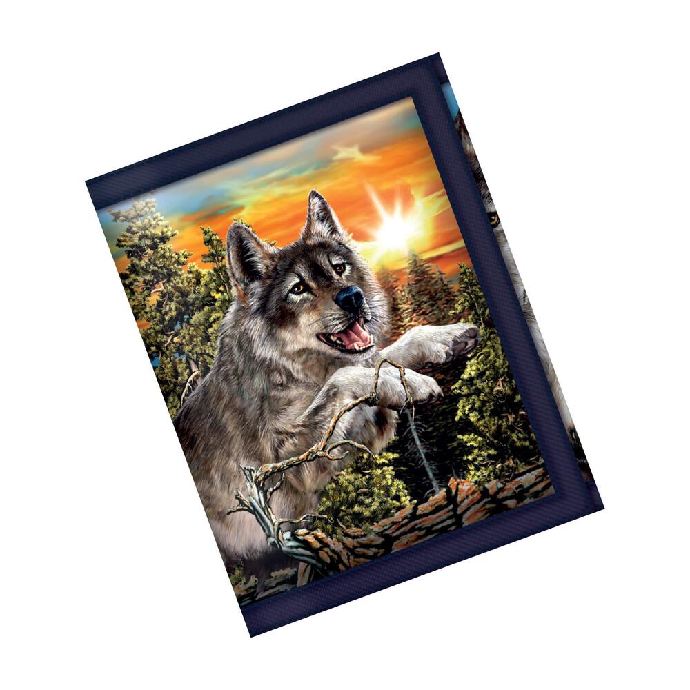 2789 Wallets- Jumping Wolves From Deluxebase. Lenticular 3d Wolf Wallet.